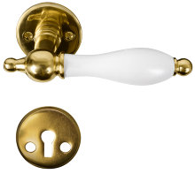 Dørhåndtak messing med hvitt grep